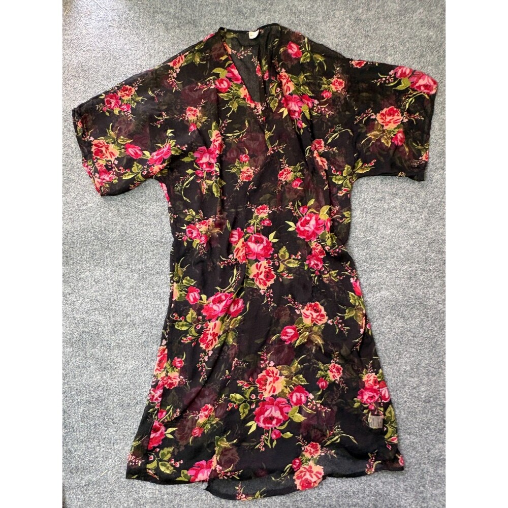 Dizzy Gal Swim Suit Coverup Womes Size 1 Black Floral Sheel Long